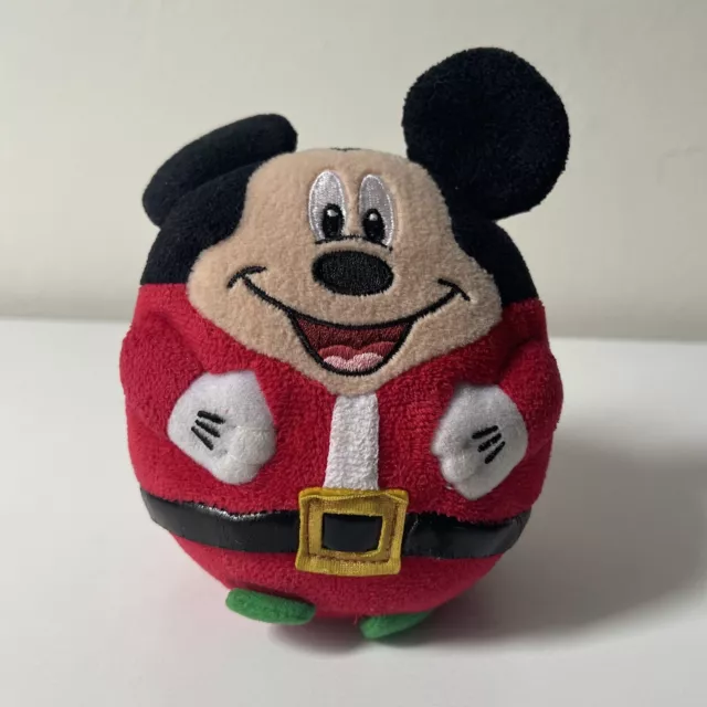 Ty Beanie Ballz Disney Mickey Mouse Santa Christmas Holiday 5” Plush 2013