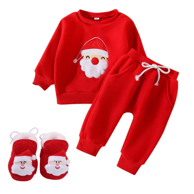 Toddler Infant Newborn Baby Boy 2 Piece Christmas Outfit Sweatshirt Pants Set