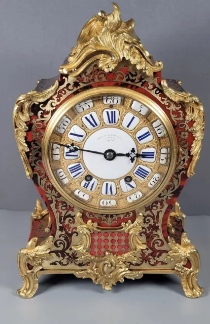 French Boulle Ormolu Mount Bracket Clock Albert & Klaftenberger Restored 2