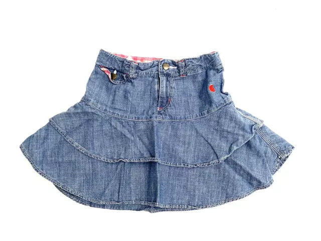 Carhartt Girls Size 6X Adjustable Waist Blue Denim Jean Cargo Skirt Flowers