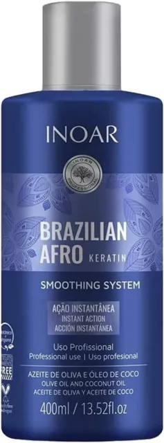 Inoar Brazilian Afro Keratin Vegan Hair Smoothing Treatment 400ml