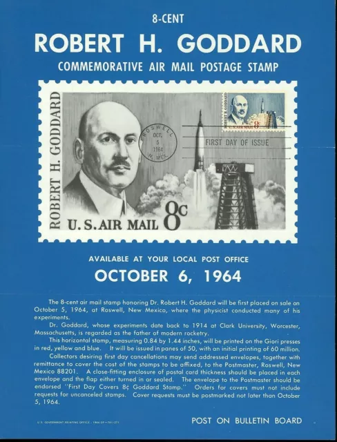 Ranto Cachet US FDC #C69 Unofficial Souvenir Page Robert H Goddard 1964