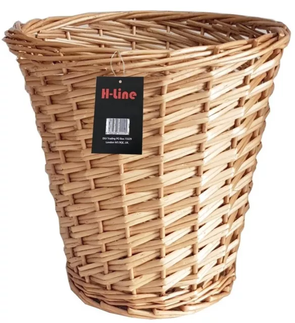 Brown Wicker Willow Basket Bin Storage Waste Paper Rubbish Bin Bedroom Office