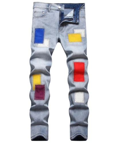 Mens Trousers Denim Pants Casual Stretch Slim Fit Ripped Distressed Skinny Jeans