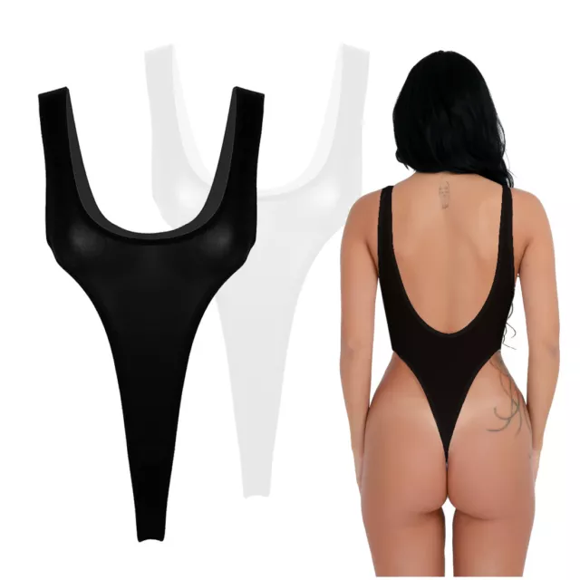 Sexy Women Sheer Lingerie High Cut Leotard Tops Bodysuit Thong Monokini Swimwear