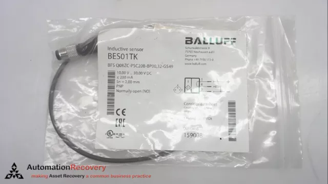 Balluff Bes01Tk Inductive Sensor, Bes Q08Zc-Psc20B-Bp00,32-Gs49, New #274737