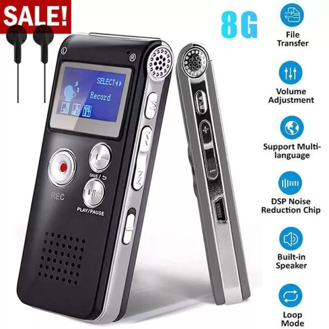 Digital Voice Recorder Dictaphone Audio Sound Recorder Mini Small Spy Lecture