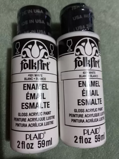 2 x 2 fl oz folkart 4001 white enamel gloss acrylic paint