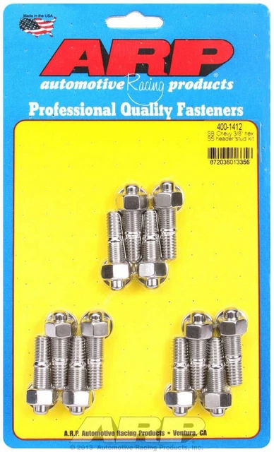 Arp Header Stud 1.670 In Hex Nuts Polished Sbc 12 Pc P/N 400-1412