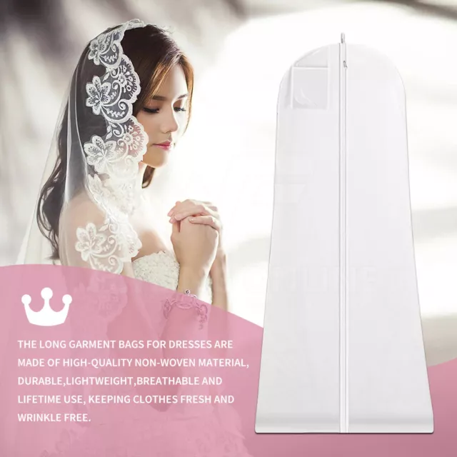 White Extra Large Wedding Dress Bridal Gown Garment Breathable Cover Storage Bag 2