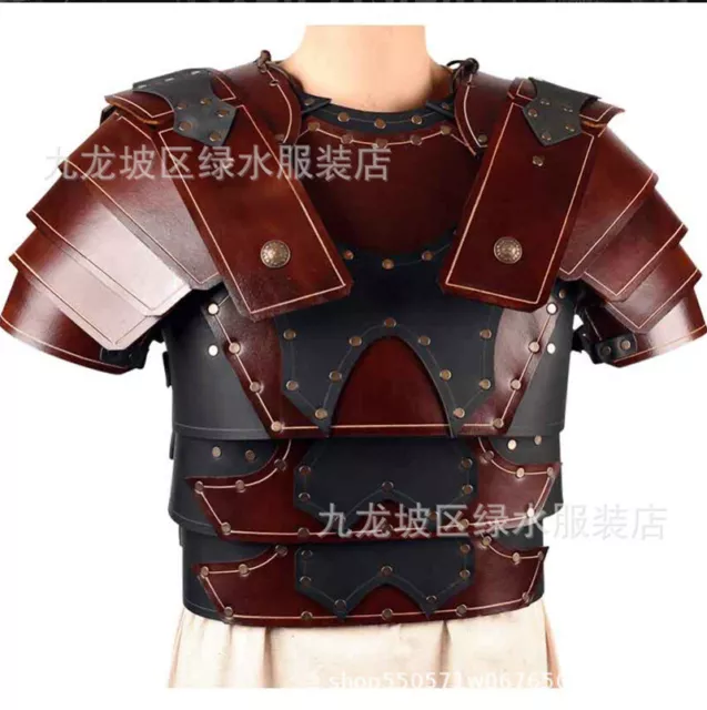 Medieval Chest Armor PU Leather Multiple Straps Gladiator Outfit Samurai Tops