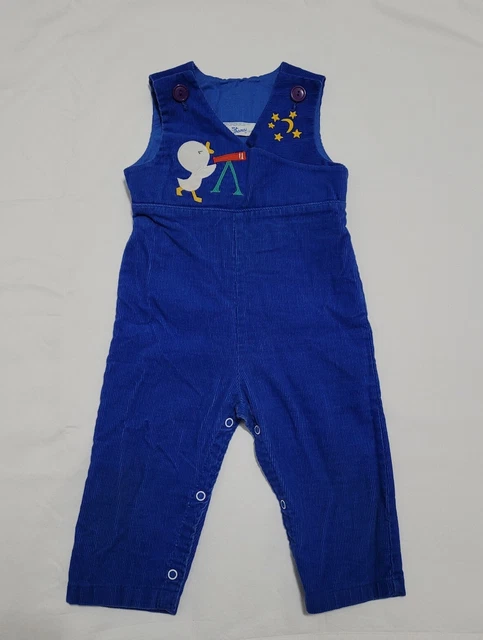 Vintage By Thomas Blue Corduroy Overalls Romper Size 18 Months Duck Moon Stars