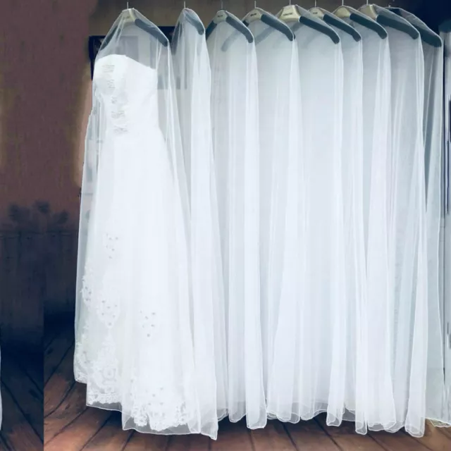 10 Pieces Bridal Gown Wedding Dress Garment Bag Cover Dustproof Sheer Mesh Clear