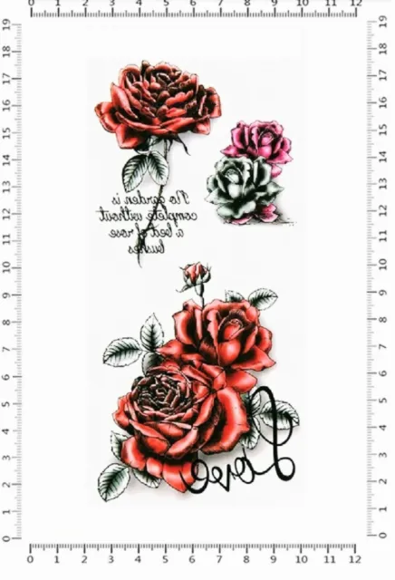 Einmal Tattoo Rose Rot Aufkleber Blume Temporäre Tattoos Temporary Tattoo TL-107 3