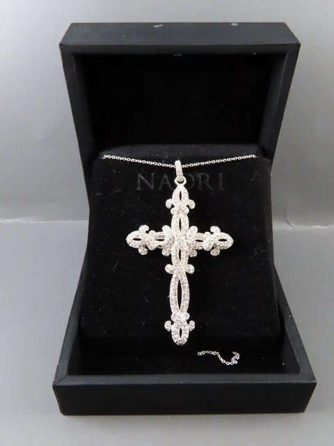 New NADRI SILVER TONE Chain Necklace STUNNING CRYSTAL CROSS PENDANT Fancy Flashy New NADRI SILVER TONE Chain Necklace STUNNING CRYSTAL CROSS PENDANT Fancy Flashy
