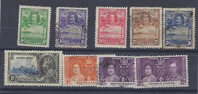 Sierra Leone 1932 KGV Short Set 1/2d-3d Used Stamps plus SJ 1d + Coronation