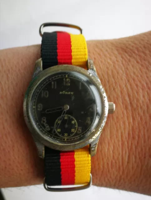 WW2 BUREN DH Watch German Military Wehrmacht Army WWII 1940s Working (Defective)