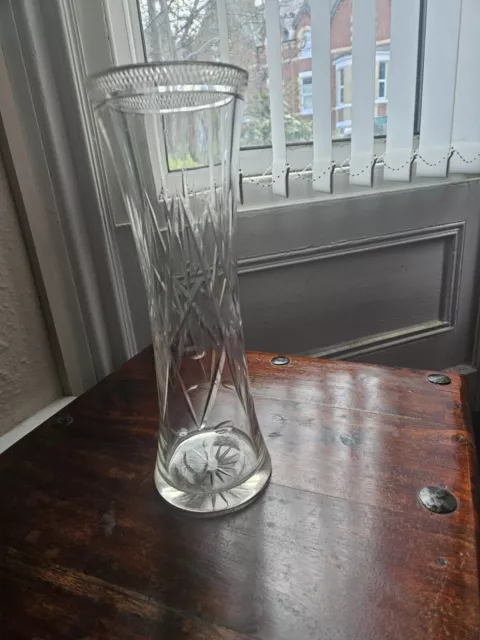 1920s Crystal Vase Star Cut