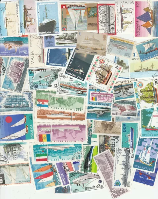 50 Ships Different Used Stamps