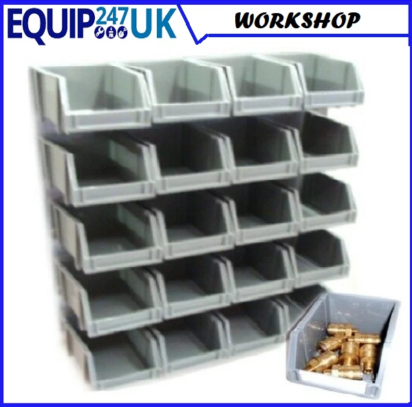 PLASTIC BIN KIT Wall Garage Storage Parts Bins Tool Organiser DIY Wall