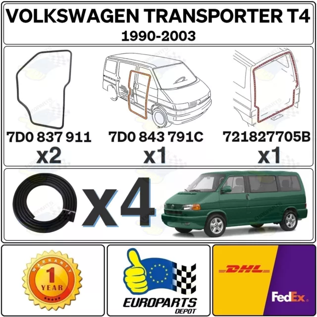 VW TRANSPORTER 4 T4 Bus 4 pezzi set guarnizioni per porte, portellone,  porta scorrevole EUR 108,58 - PicClick IT