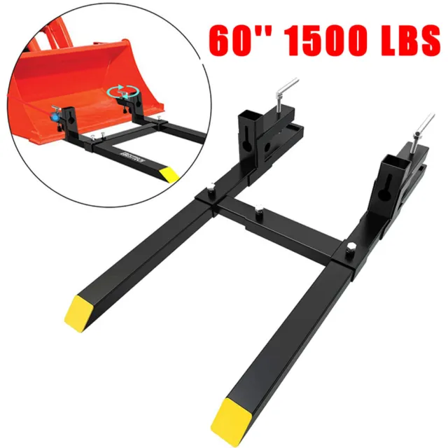 1500 lbs Pallet Forks Clamp On 60" For Loader Tractor Bucket Forks Attach