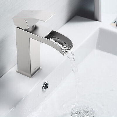 Brushed Nickel Single Handle Waterfall Bathroom Sink Faucet Bathroom Faucet USA