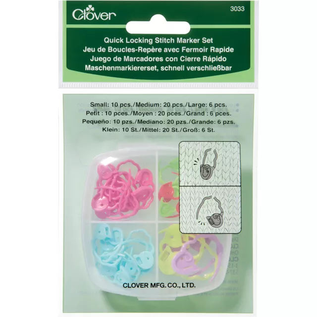 Clover-Quick Locking Stitch Marker Set 36/PKG-