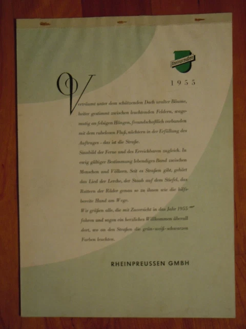 RHEINPREUSSEN KALENDER  1955   Jahreskalender  Reisekalender  RHEINPREUßEN