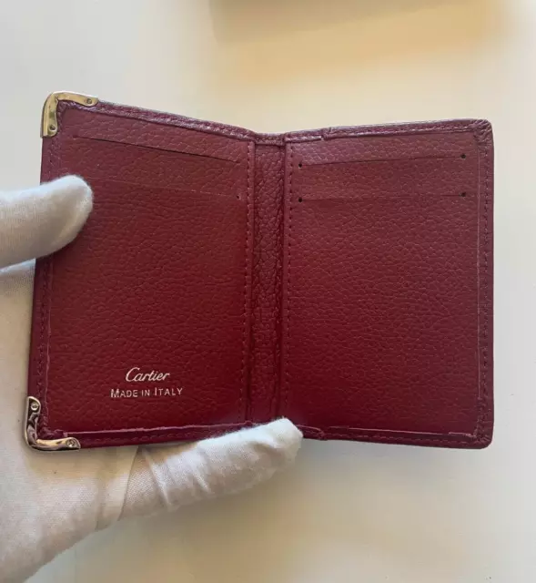 CARTIER BURGUNDY, LEATHER Double C Logo Wallet/ Card Holder $1.00 ...