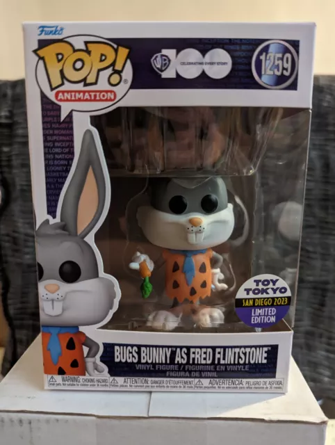 Funko Pop WB100 1259 Bugs Bunny As Fred Flintstone San Diego 2023 Toy Tokyo...