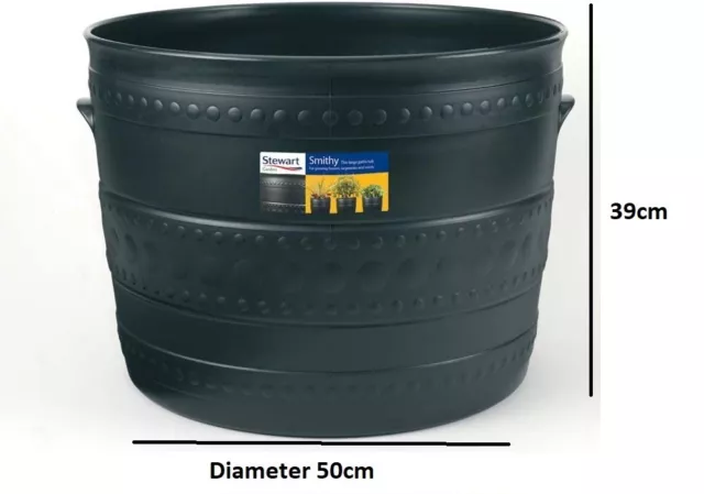 50cm Stewart Plastic Planter Plant Pot Smithy Patio Tub Large Growing Container 2