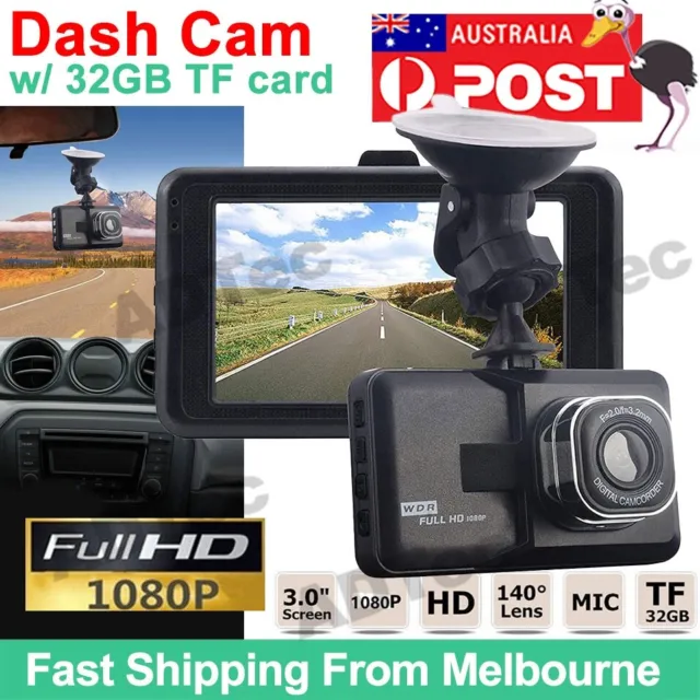 FHD 1080P Car DVR 3" Lens Dash Cam Camera Front Video Recorder with 32GB Card