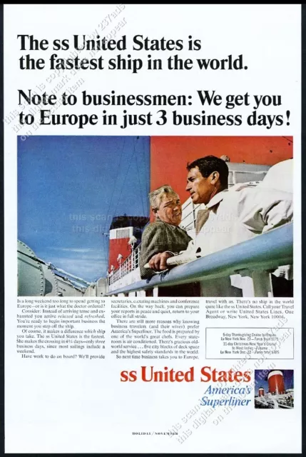 1966 SS United States ship photo Fastest In The World US Lines vintage print ad