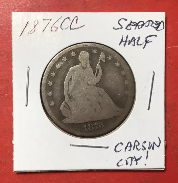 1876CC US Seated LIBERTY SILVER Half Dollar! "Carson City" Good! Old US Coin!