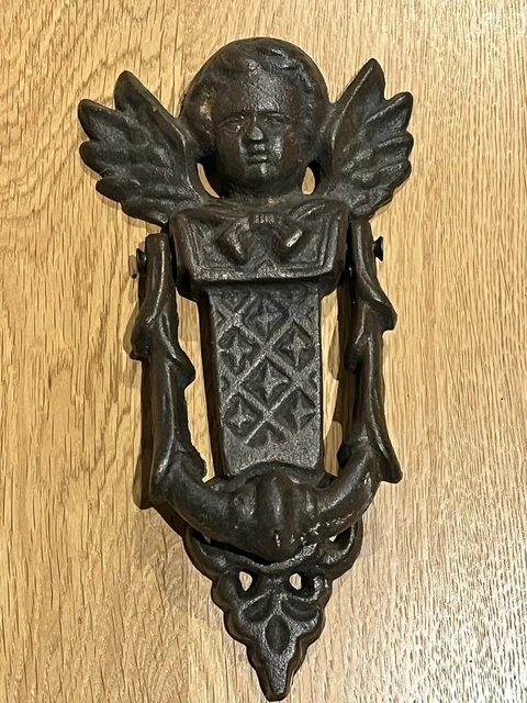 Heurtoir de porte en fonte, tête d’ange Chérubin  - 19 Eme - Door Knocker