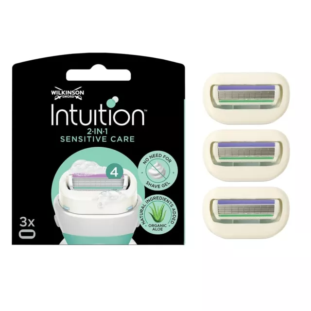 2 X Wilkinson Sword Intuition Razor with 4 Blades for Sensitive Skin Pk of 3