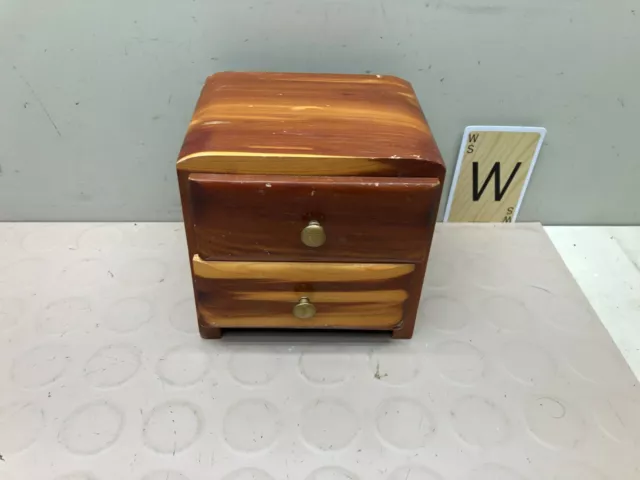 Vintage Wood Jewelry Box Chest 2 Drawers Souvenir Cedar Mini Chest - Osage MN