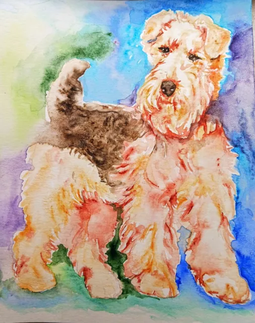 Airedale terrier Dog Pet art,yorkie puppy,original painting,pet Lover Best Gift 3