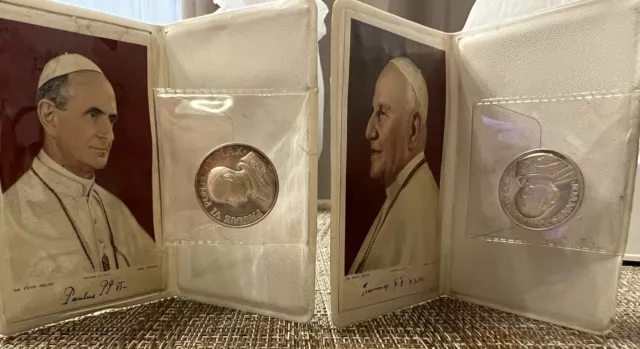 Pope John XXIII & Pope Paul VI Print And Silver Coin Pamphlet