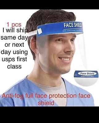 Safety Full Face Shield Guard Protector Mask Clear+Head Band Elastic Reusable US