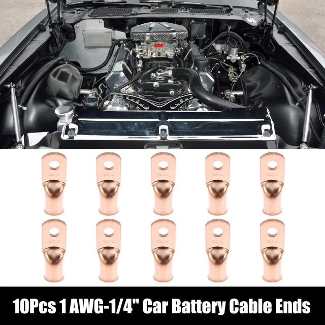 10 pz 1 AWG-1/4" Cavo batteria auto estremità anello tubolare terminali tono rame