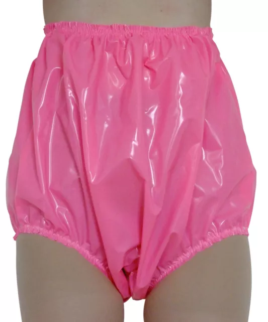 Pantaloni laterali alti in PVC mutandine mutandine rosa lucido vinile gioco di ruolo L/XL