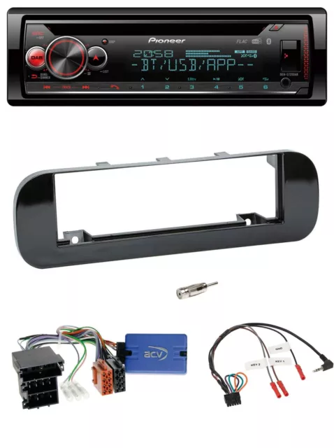 Pioneer Lenkrad DAB CD Bluetooth USB Autoradio für Fiat Panda 12-20 schwarz glän