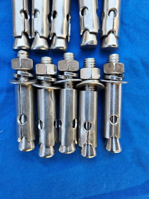 Lot of 50ea. Stainless Steel 3/8"-16 x 2-5/8" OAL Sleeve Anchors -new, open bag