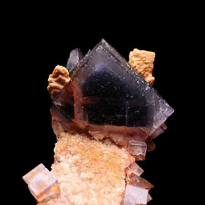 Natural Purple "Phantom" Window Cube Fluorite Cluster Mineral Specimen
