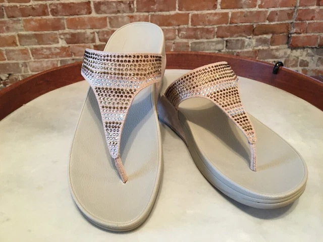 FitFlop Gold Multi Crystals Flare Strobe Toe Post Thong Sandal 5 Sale 3