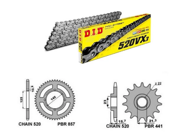 Chaîne Moto JMT 520X - Pignon 15, Engrenage 40 - Longueur 102 Maillons - Pour Yamaha XT 600 (1984-1986)