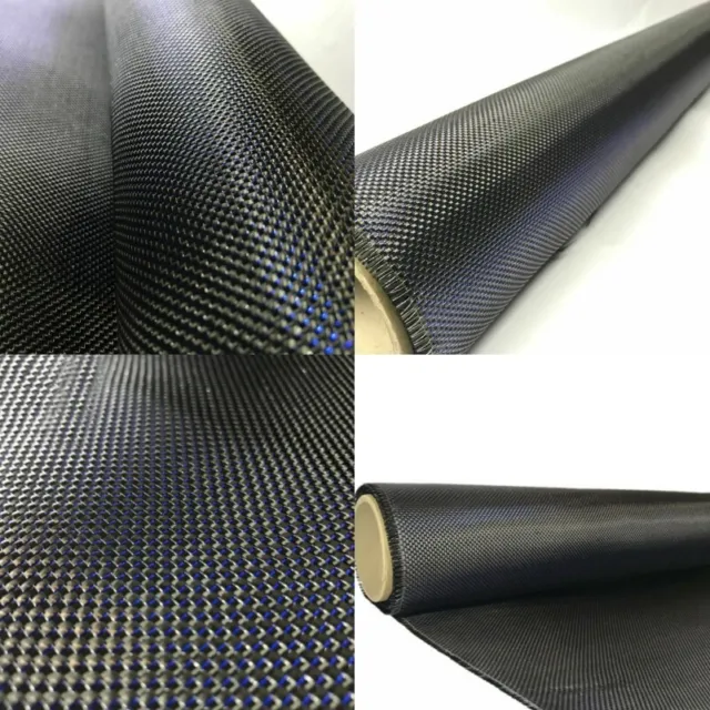 210gsm Carbon fiber +Blue Silver Metallic Reflection Mixed Fabric Cloth 50*100cm