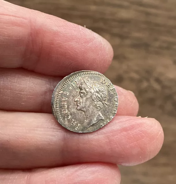 James Ii (1685-1688). Silver Threepence. Dated 1687 (Over 6).